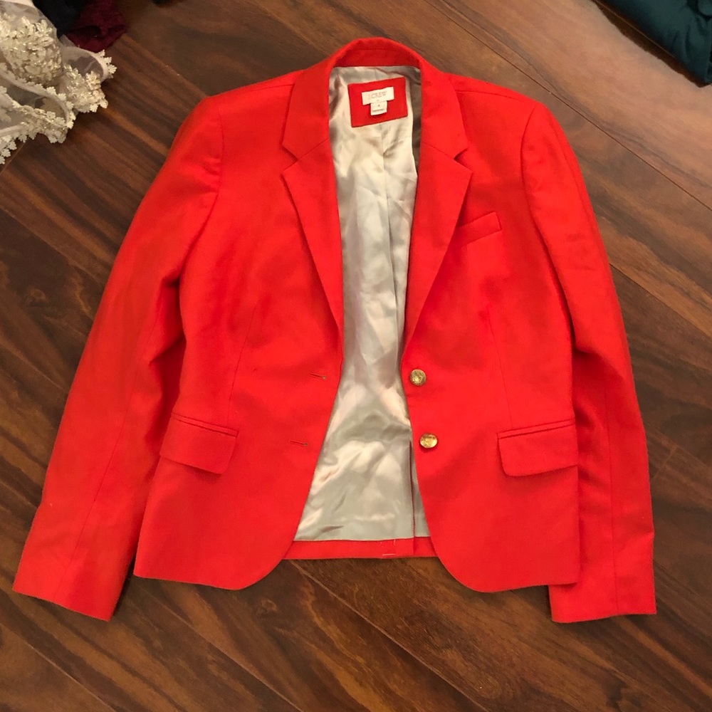 NWOT J.Crew orange blazer with gold buttons